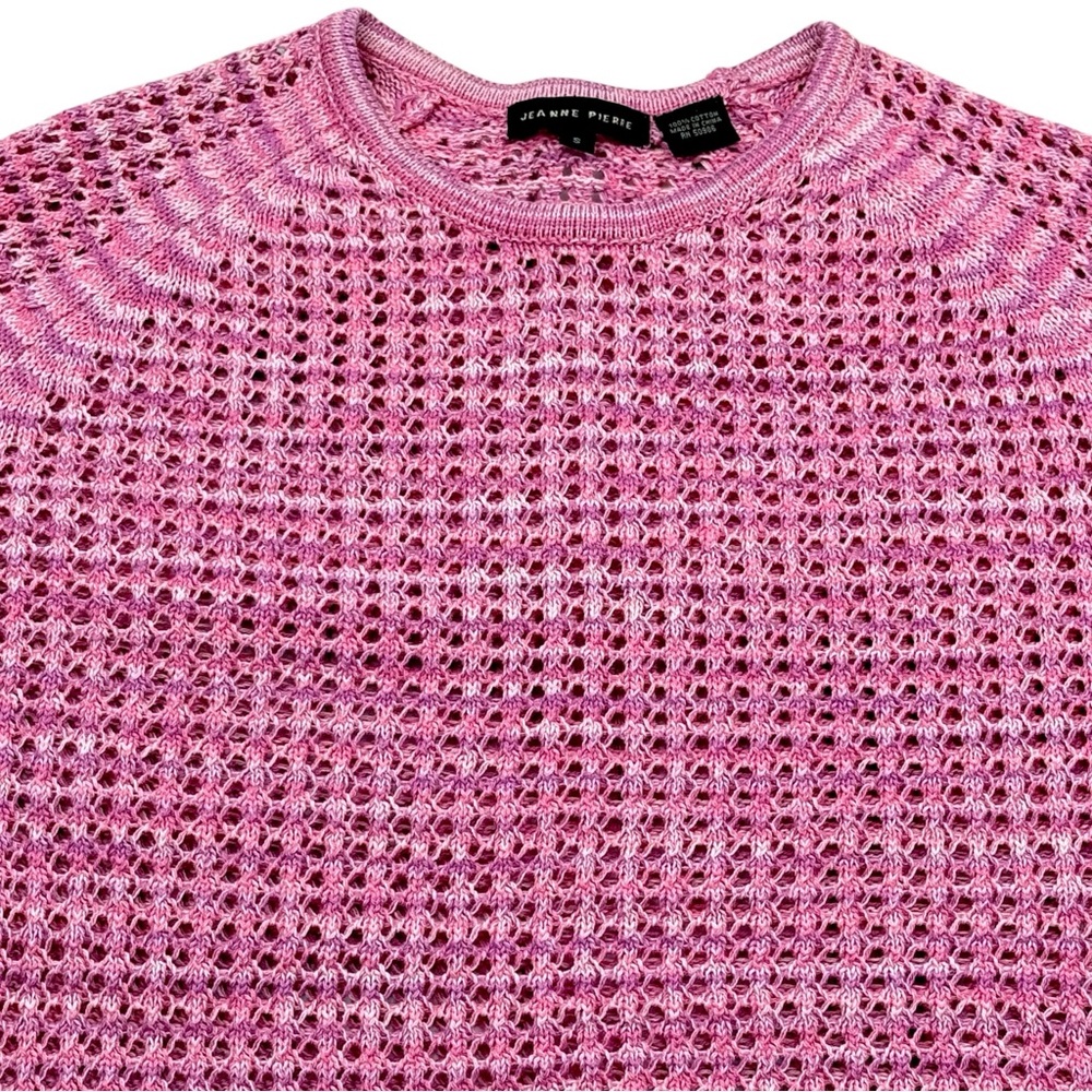 Jeanne Pierre‎ Pink Open Knit Sweater Womens S Lightweight Cotton Casual
